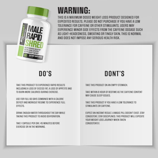 Rapid Shred | Fat Burner for Men Weight Loss Pills | Appetite Suppressant, Metabolism Booster, Carb Blocker | Extra Strength Supplement | Extra Strength Slimming Weight Loss Diet Pills - 60 Capsules