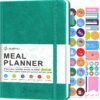 JUBTIC Meal Planner Notebook, Weekly & Daily Meal Prep Journal with Shopping and Grocery Lists for Food Planning Menu Planning Healthy Diet and Habits Tracker, Last 1 Year,Undated, A5, Green