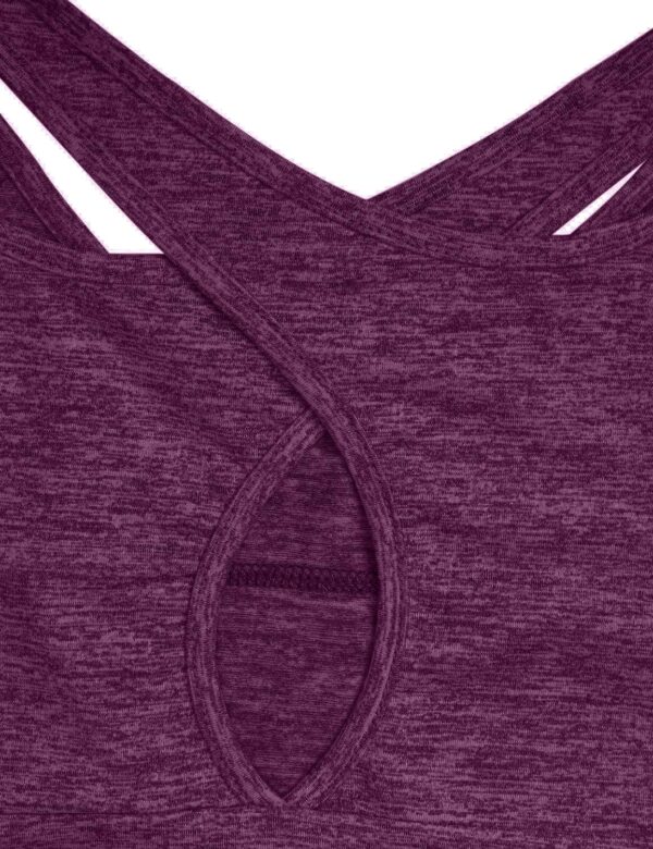 Kimmery Woman Short Sleeve Round Neck Criss Cross Back Yoga Shirt