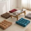 Floor Pillow, Square Floor Seating Pillow Cushion, Meditation Yoga Seat Kneeling Pillows Cushions Mat Pad, Solid Thick Tufted for Living Room, Balcony, Outdoor, 21.7x21.7 Inch (Orange)
