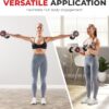 Sunny Health & Fitness Premium Polyurethane Commercial Grade Round Dumbbells with Diamond Knurled Handle, Durable Strength Training Equipment for Home Gym, 5-50LB