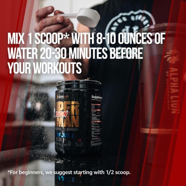 ALPHA LION Superhuman Burn 2-in-1 Metabolism Booster Pre Workout, Weight Loss Supplement, Appetite Suppressant, Fat Loss Support, Energy & Focus Powder (21 Servings, Sweet Black Cherry Flavor)