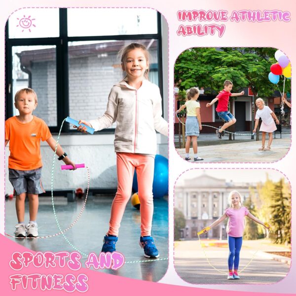 Aoriher 80 Pcs Jump Rope Bulk 7.87 ft Adjustable Stripe Skipping Rope Kids Outdoor Exercise Fitness Equipment for Back to School Class Playground Activities Set, 4 Colors