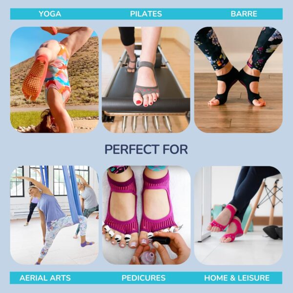 Tucketts Toeless Pilates Socks with Grips for Women, Non-Slip Barre Yoga Socks with Grips for Barefoot Workouts, Sizes 5-13