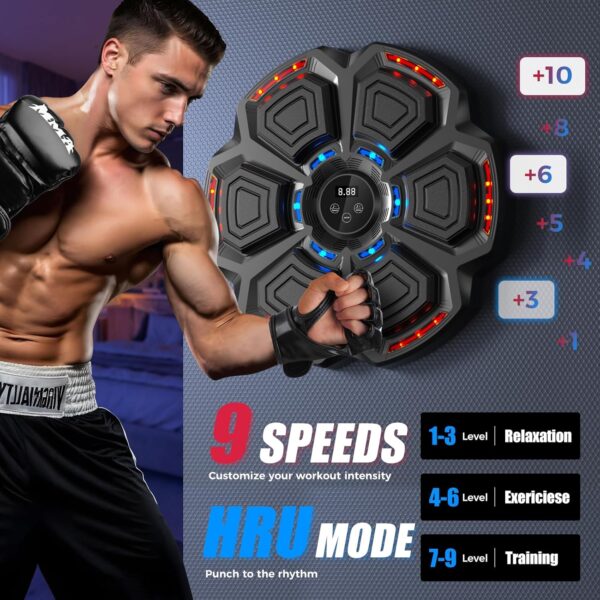 Music Boxing Machine for Adults,Bluetooth Smart Boxing Traineing Machine,Wall Target Punching Workout for Kids,Reflex Training Suitable for Home,Office,Gym,Fun Fitness Equipment