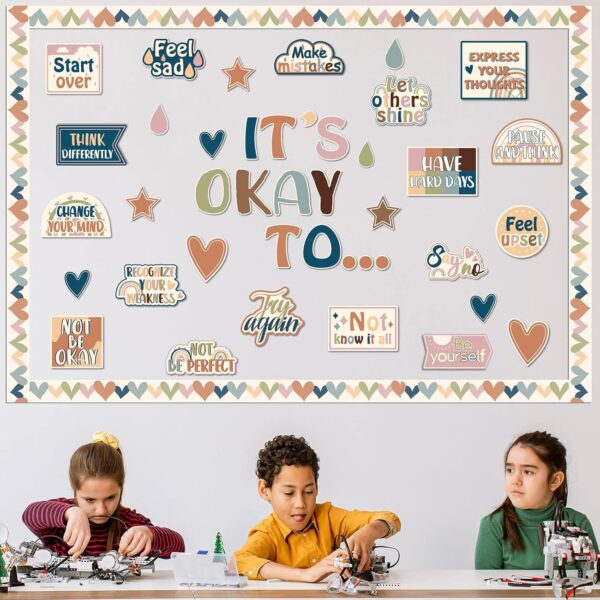 Mental Health Posters It's Okay to Boho Bulletin Board Set Therapy Offices Decor Inspirational Positive Affirmations Accents Psychology Wall Art for School Office Home Classroom Decoration Supply