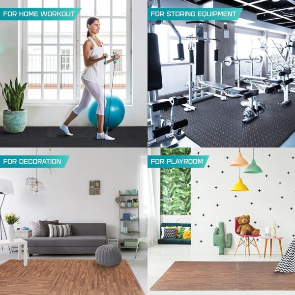 Yes4All 12, 16, 36 SQ. FT Puzzle/Interlocking Exercise Mat Tiles for Home Gym, Exercise EVA Foam Floor Padding with Border for Workout Equipment