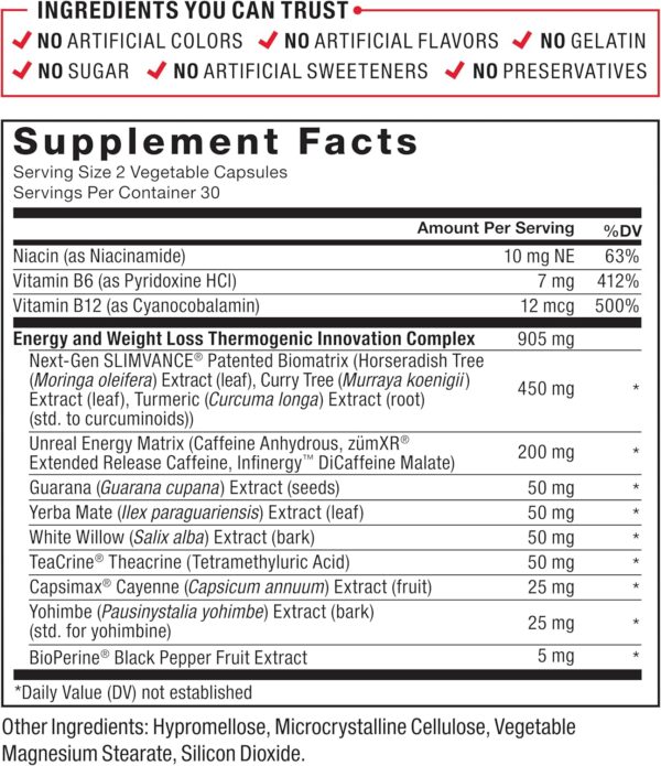 FORCE FACTOR LeanFire with Next-Gen SLIMVANCE Advanced Thermogenic Fat Burner for Weight Loss with B Vitamins and Capsimax to Boost Metabolism, Increase Energy, and Enhance Focus, 60 Capsules