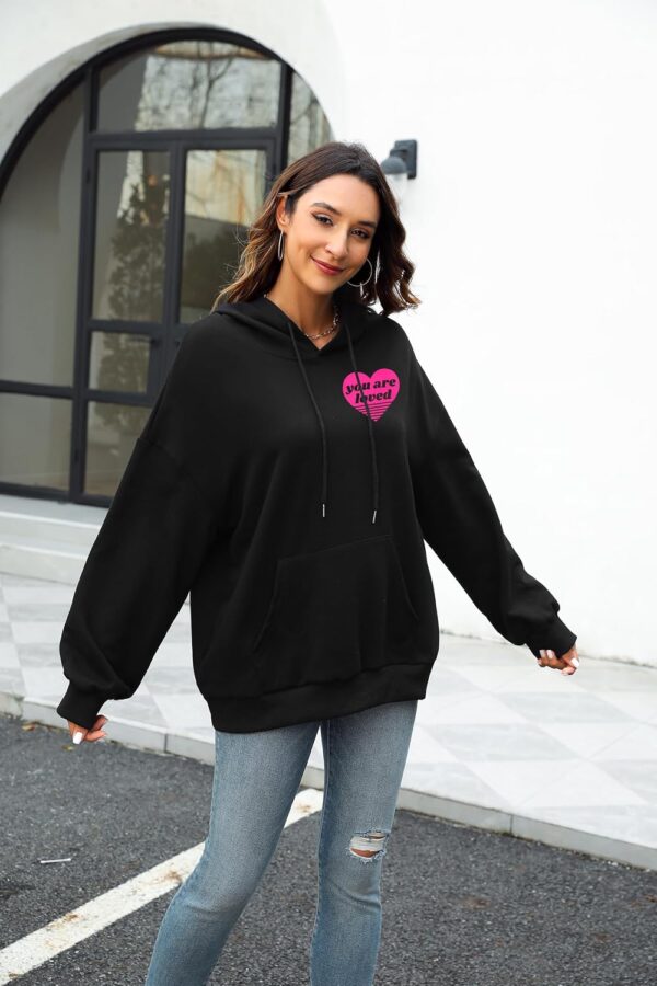 TAOHONG You Are Loved Women's Graphic Hoodies Preppy Sweatshirts Mental Health For Teen Girls Drawstring Pullover Tops