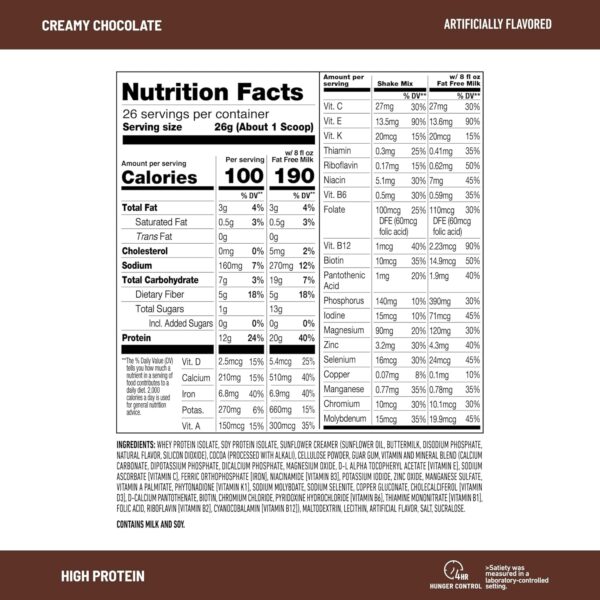 SlimFast High Protein Meal Replacement Powder, Advanced Nutrition Smoothie Mix with Vitamin and Mineral Blend, Gluten Free, Creamy Milk Chocolate, 26 Servings