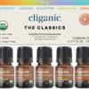 Cliganic Organic Essential Oils Set (Top 5) - 100% Pure Natural - Aromatherapy, Candle Making - Peppermint, Lavender, Eucalyptus, Lemongrass & Orange (Packaging May Vary)