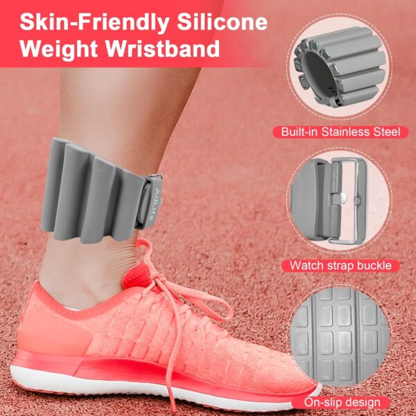 ADLIFE Adjustable Ankle Weights Exercise Weights for Women and Men 2 lbs Wearable Weighted Wrist Bangles, Arm Leg Weight Set (1 lb Each) for Aerobics,Yoga, Running, Home Gym Workout, Strength Training, Pool Exercise