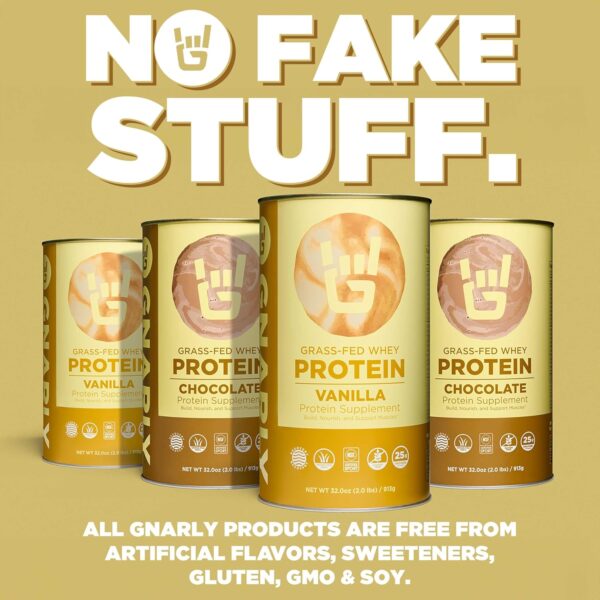 818-5b753lL._AC_SL1500_.jpg Gnarly Nutrition Whey Protein Powder - Grass Fed Whey Powder, NSF Sport Certified, Smooth Taste, Sports Nutrition, Muscle Repair, 25g Protein - Chocolate, 32 Oz