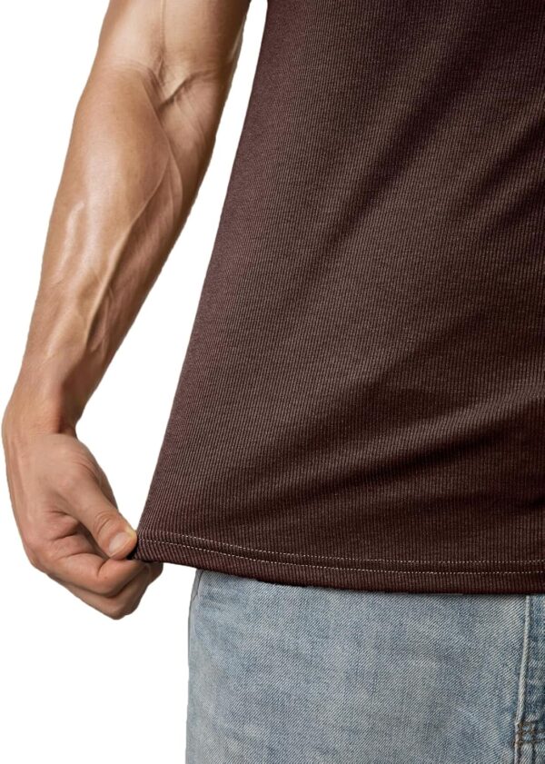 JMIERR Mens Muscle Slim T Shirt V-Neck Longline Henley Shirt Gym Workout Athletic Tee Shirts