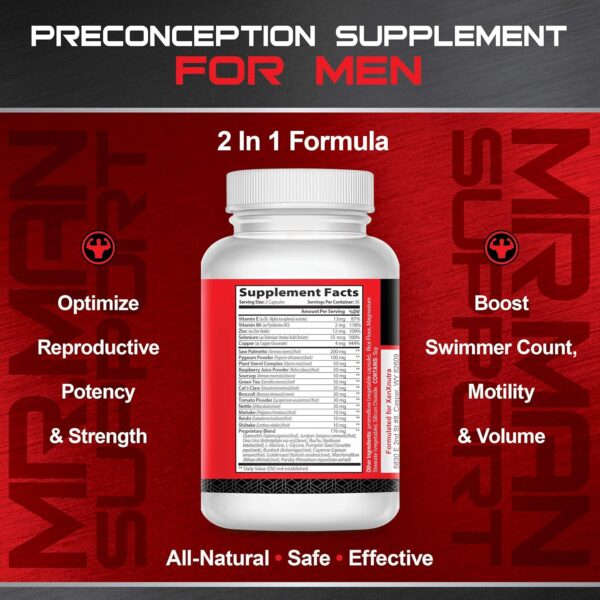 Support– Male Fertility Supplement for Sperm Health, Count, and Motility – All-Natural Formula with Vitamins, Minerals, and Antioxidants – Supports Reproductive Health and Hormonal Balance