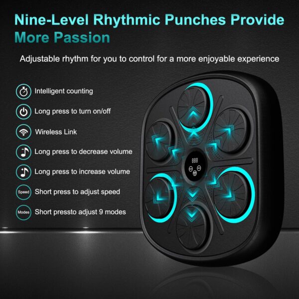 2024 New Model Smart Music Boxing Machine for Adults and Kids, Training Machine with LED Electronic Wall Mounted, Home Indoor Workout Equipment with Premium Boxing Gloves