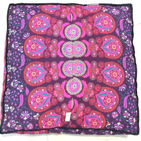 Indian Craft Castle 24" Pink Peacock Mandala Barmeri Large Floor Pillow Cover Cushion Meditation Seating Ottoman Throw Cover Hippie Decorative Zipped Bohemian Pouf Ottoman Pom Pom Cases 24" Square