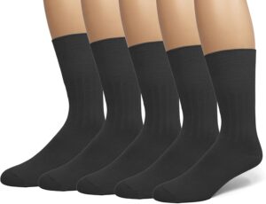 EMEM Apparel Men's Diabetic Dress Crew Cotton Socks | Non-Binding Loose Top | Seamless Toe | 3-Pair | Big and Tall Available