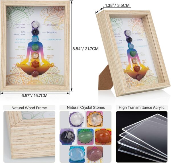 ZenBless Healing Crystal Stone 7 Chakras Healing Stones Picture Frame, Seven Chakras Crystal Decorative Photo Frame for Reiki Decor, Zen Meditation Yoga Spiritual Feng Shui Table or Hanging Home Wall Decor, Office Gift