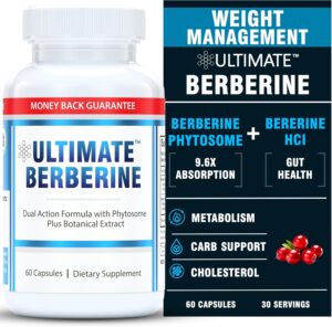 Ultimate Berberine Phytosome for Healthy Weight Management - Dual Action Formula with Berberine HCL - Carbohydrate Metabolism, GI, Immunity & Cholesterol Support - 1000mg Maximum Strength Supplement