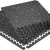 818Zqa-PSHL._AC_SL1500_.jpg SUPERJARE 0.79'' Extra-Thick Exercise Equipment Mats, 6 Pcs 24 Sq Ft Rubber Top Floor Tiles with High Density EVA Foam, Interlocking Gym Flooring for Home Gym, Protective Workout Mat, Black/Grey