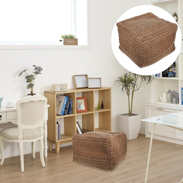 STOBAZA Footstool Cotton Yoga Sitting Cushion Farmhouse Pouf Cozy Japanese Cushion Hyacinth Square Pouf Footrest