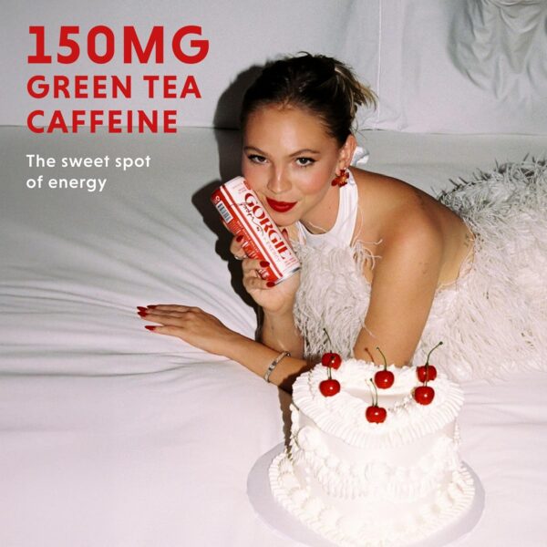 GORGIE Jordyn Jones Cherry Lime, Sugar-Free Natural Energy Drink Sparkling, Healthy Energy Drinks - Green Tea, Biotin, B Vitamins -150mg Caffeine, Vegan, & Low Calorie (Pack of 12)