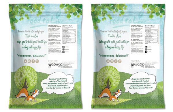 Food to Live Organic Blanched Whole Almonds, 16 Pounds - Non-GMO, Raw, Unpasteurized, Unsalted, Keto, Paleo, Kosher, Bulk, High in Protein, Dietary Fiber, Vitamin E, Manganese and Riboflavin.