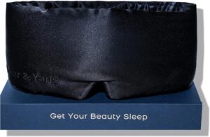 Fleur&Yang Silk Sleep Mask, Adjustable Blackout Sleeping Mask for Men Women, Soft Breathable 100% Mulberry Silk Fabric, Cooling Eye Cover Blindfold for DeepSleep or Meditation(Peaceful Black)