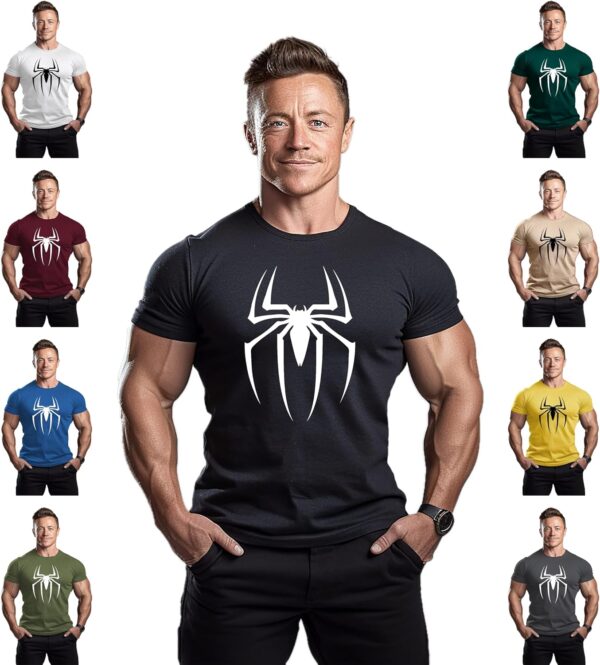 ReedCA Spider - Mens Bodybuilding T-Shirts Gym Training Top Fashion Workout Tee Muscle Short Sleeve