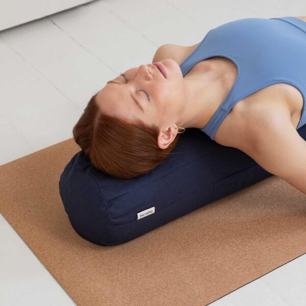 Yoga Bolster Cushion | Certified Organic Cotton Round Yoga Cushion for Support | Buckwheat Hulls Yin Yoga Bolster Pillows with Removable Washable Cover