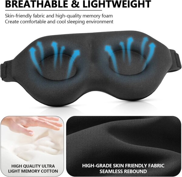 Sleep Mask Blackout for Men Women - Eyelash Friendly Eye Masks for Sleep Airplane Travel Accessories as Gifts Sleeping Mask with Soft Breathable Zero Eye Pressure for Travel Yoga Nap Meditation