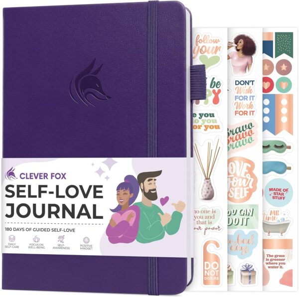 Clever Fox Self-love Journal – Guided Self-Discovery Log for Self-care, Reflection & Self-help, Mental Health, Gratitude & Mindfulness (Purple)