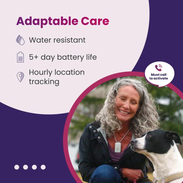 Medical Guardian MGMini – Medical Alert Necklace Systems for Seniors- Fast, Reliable Water-Resistant Panic Button, 4G GPS Tracker with 24/7 Emergency Operator Care -Includes Step Tracking (Silver)