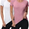 Syhood 2 Pieces Women Long Sleeve Workout Shirt Seamless Workout Shirts with Thumb Holes Fitted Top Sports Yoga Athletic Top