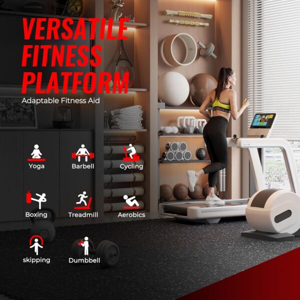 818rDUMCZGL._AC_SL1500_.jpg SUPERJARE 0.79'' Extra-Thick Exercise Equipment Mats, 12 Pcs 48 Sq Ft Rubber Top Floor Tiles with High Density EVA Foam, Interlocking Gym Flooring for Home Gym, Workout Mat, Black/Blue