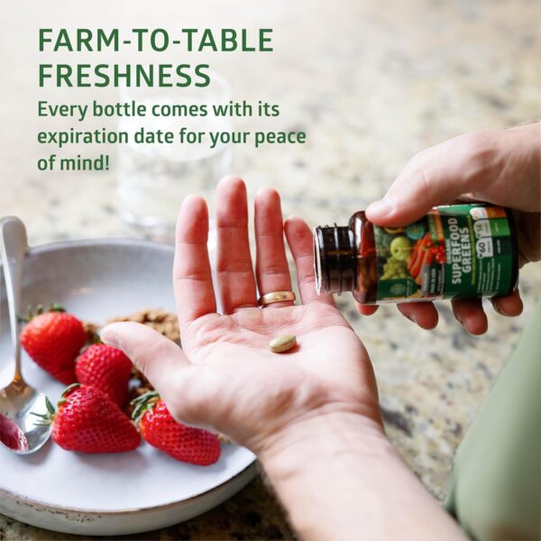 N1N Premium Organic Superfood Greens [28 Powerful Ingredients] Natural Fruit and Veggie Supplement with Alfalfa, Beet Root and Ginger to Boost Energy, Immunity and Gut Health, Made in USA, 60 Ct