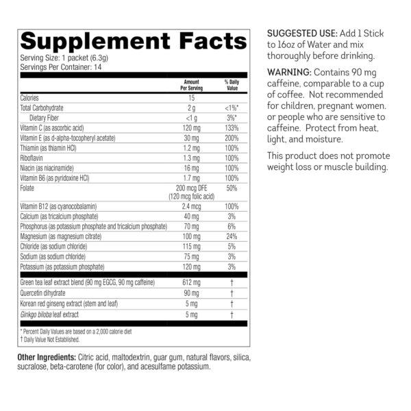 Wonderslim FAST BOOST Energy & Hydration Drink Mix - Lemonade flavored, Sugar Free Electrolytes Powder Packets with Antioxidants, Green Tea Extract, Vitamins B, C & E (14 Stick Packs)