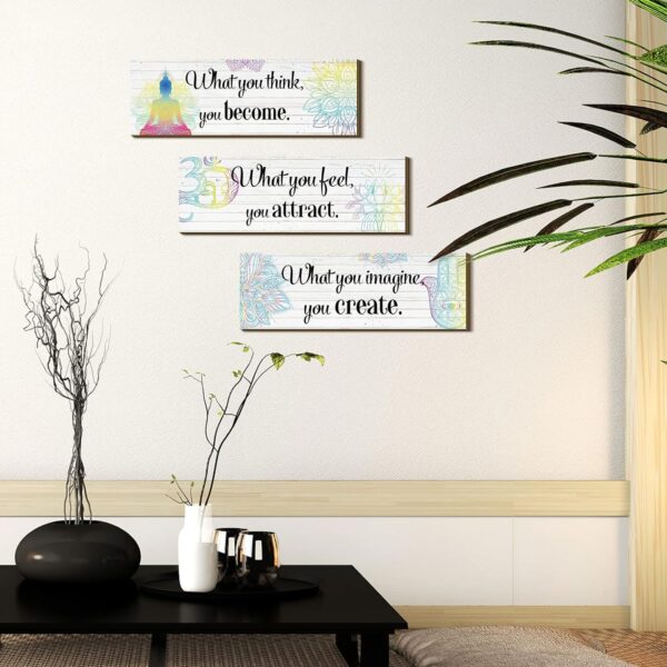Yerliker 3 Buddha Decor Buddha Wall Art Meditation Room Chakra Decor for Bedroom Zen Quotes Wall Decoration Spiritual Gift Wall Hanging Buddhism Spa Room Decor Yoga Wall Art for Women(White)