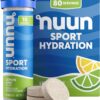Nuun Sport Electrolyte Tablets - Dissolvable in Water, Lemon Lime, 5 Essential Electrolytes for Hydration, 1g Sugar Drink Mix, Vegan, Non-GMO, 8 Pack (80 Total Servings)