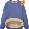 MAGCOMSEN Women's Sherpa Lined Sweatshirts Thermal Casual Crewneck Fleece Pullover Winter Warm Thick Long Sleeve Tops