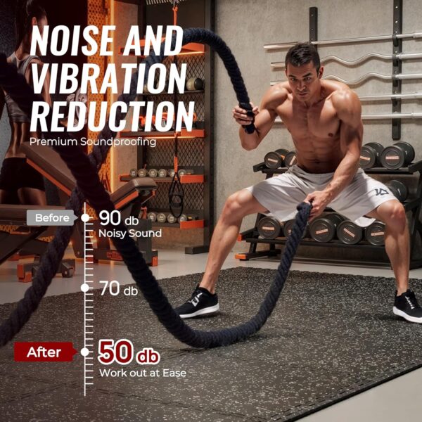 819EcWdC1vL._AC_SL1500_.jpg SUPERJARE 0.79'' Extra-Thick Exercise Equipment Mats, 6 Pcs 24 Sq Ft Rubber Top Floor Tiles with High Density EVA Foam, Interlocking Gym Flooring for Home Gym, Protective Workout Mat, Black/Grey