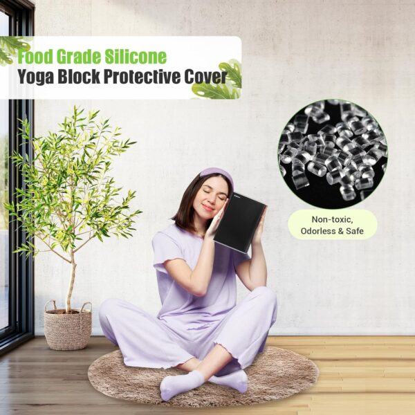 Yoga Blocks Silicone Protective Cover, Premium Silicone Protective Cover for Foam or Cork Yoga Blocks - Eco-Friendly, Non-Slip, Easy to clean | Odorless and Moisture-Proof | Supportive(Without yoga blocks）