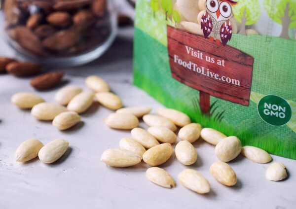 Food to Live Organic Blanched Whole Almonds, 16 Pounds - Non-GMO, Raw, Unpasteurized, Unsalted, Keto, Paleo, Kosher, Bulk, High in Protein, Dietary Fiber, Vitamin E, Manganese and Riboflavin.