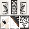 3 Pieces Lotus Flower Wall Art Mandala Carved Wooden Wall Hanging Home Decoration, Wood Art, Meditation/ Spiritual Decor (Black)