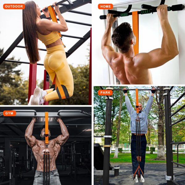 Pull Up Assistance Bands, Heavy Duty Resistance Band for Pull Up Bar, Adjustable Weight/Size with Fabric Feet/Knee Rest, Bands for Pull Up Assist for Strength Training, Patented Pull Up Assist Band