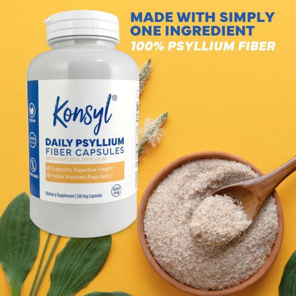 Konsyl Daily Psyllium Fiber Capsules - Contains 1500mg of All-Natural Psyllium Husk Powder per Serving - Supports Digestive Health and Weight Management Goals+ (2 Pack - 200 Count Each)