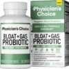 Physician's CHOICE Bloat & Gas Probiotic 5-in-1 Proactive Support + Daily Relief - Digestion & Gut Health- Herbals, Digestive Enzymes, Post & Prebiotics - Gas Relief for Adults - Women & Men - 30ct