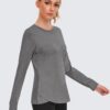 PINSPARK Long Sleeve Workout Tops for Women Crewneck Yoga Shirts Lightweight Athletic Gym Running Sport Casual T-Shirt
