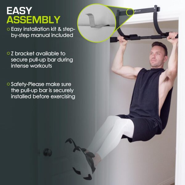 ProsourceFit Wall-Mounted Pull-Up / Chin-Up Bar, Heavy Duty 300 lb. Capacity, Black